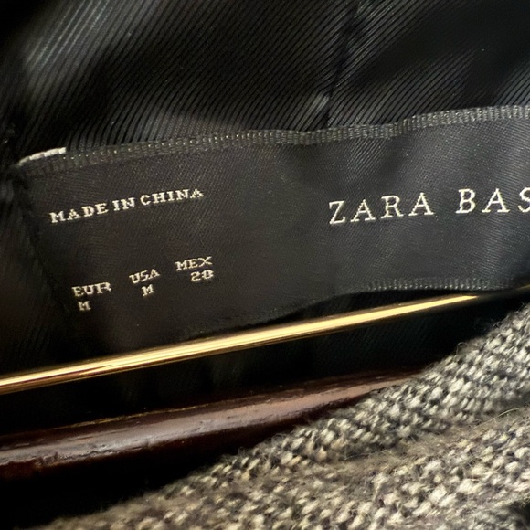Zara Grey Double-breasted coat, Elegant Gray Women's Coat - Picture 6 of 6